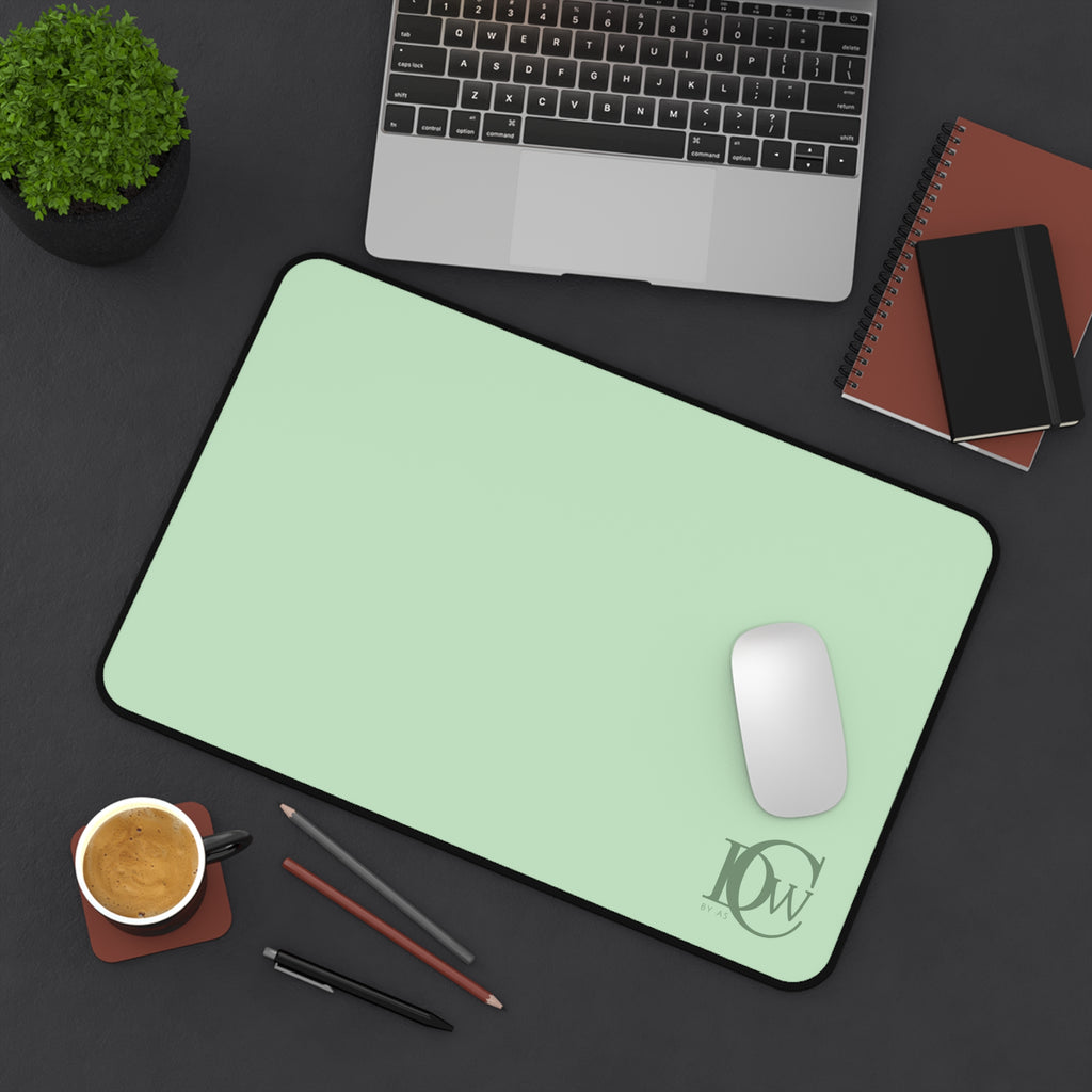 Mint Minimalist Desk Mat with Monogram Accent