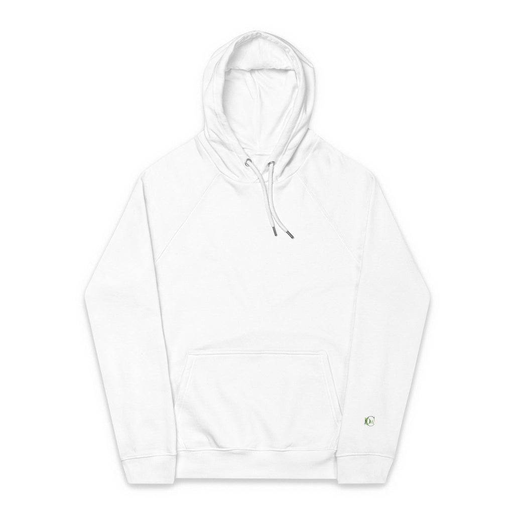 Embroidered Eco Raglan Hoodie — Minimal White Sustainable Hoodie