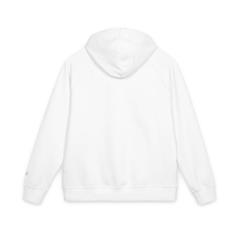 Embroidered Eco Raglan Hoodie — Minimal White Sustainable Hoodie