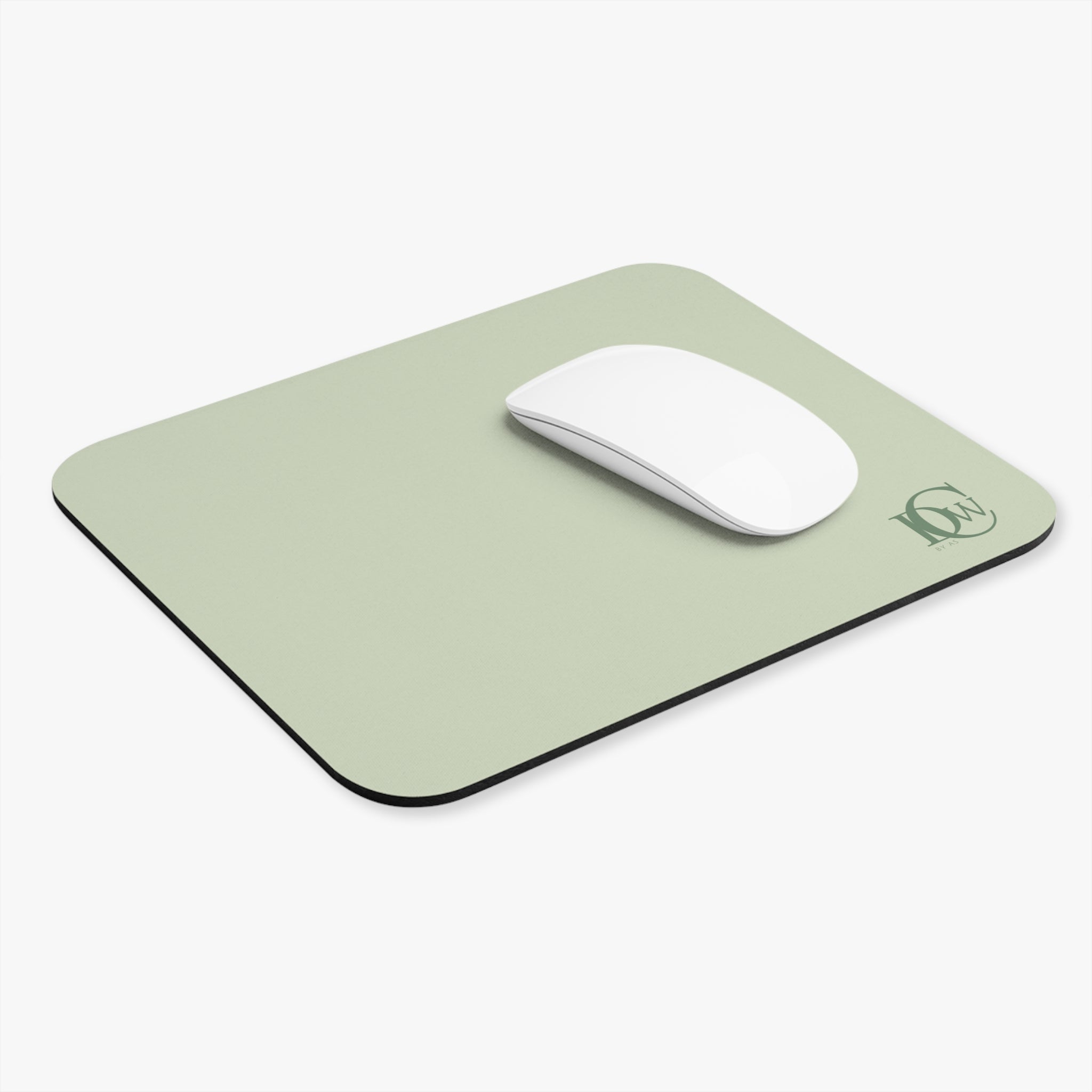 Minimal Sage Mouse Pad with Monogram Accent