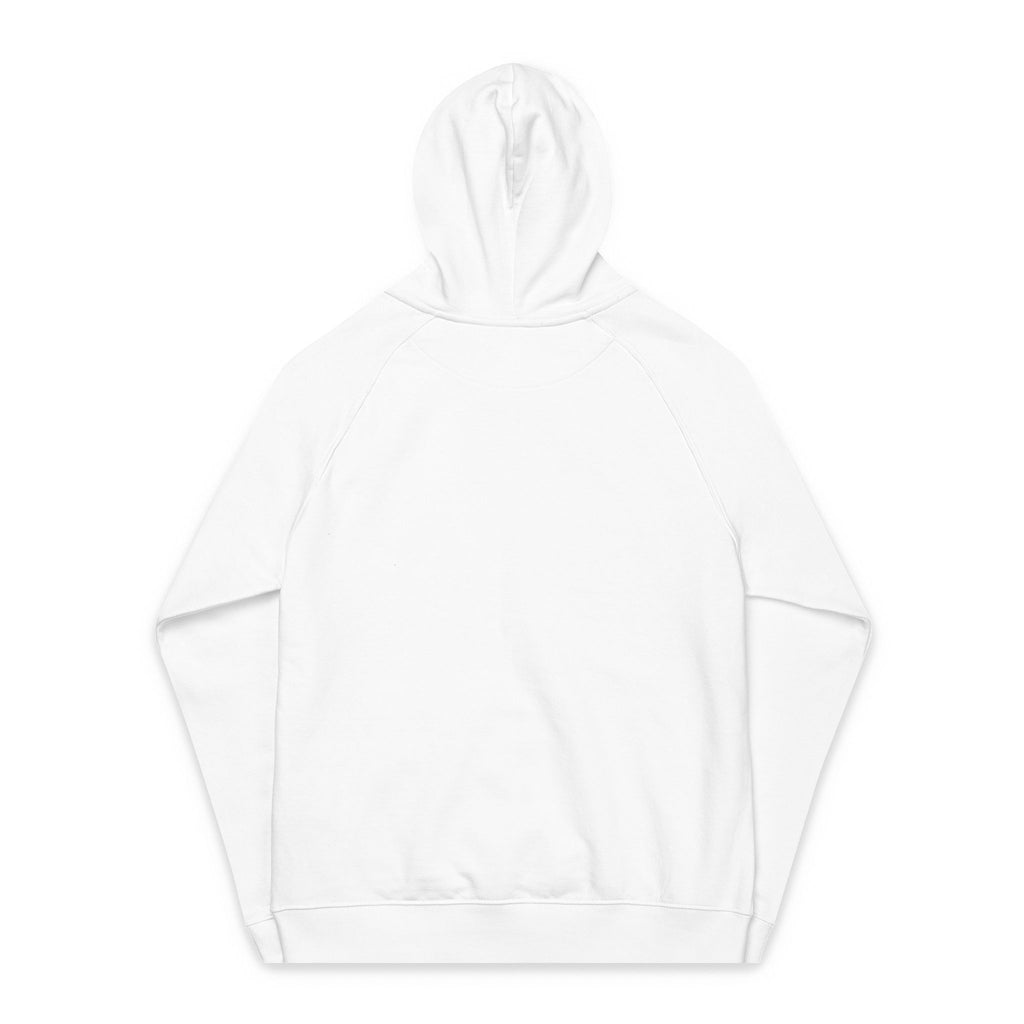 Embroidered Eco Raglan Hoodie — Minimal White Sustainable Hoodie