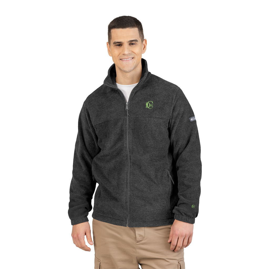 Embroidered Columbia Fleece Jacket – Eco Leaf Logo, Lightweight Outdoor Zip-Up