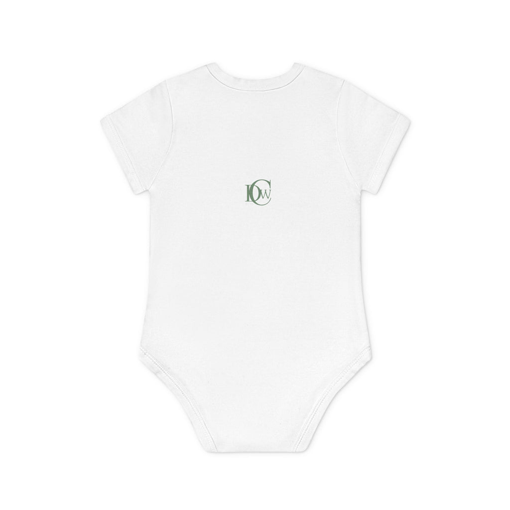 Organic Baby Bodysuit with Minimal Green Monogram