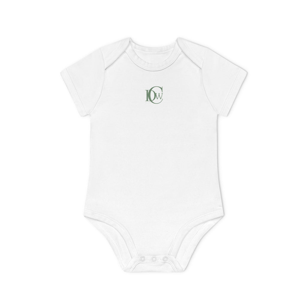 Organic Baby Bodysuit with Minimal Green Monogram