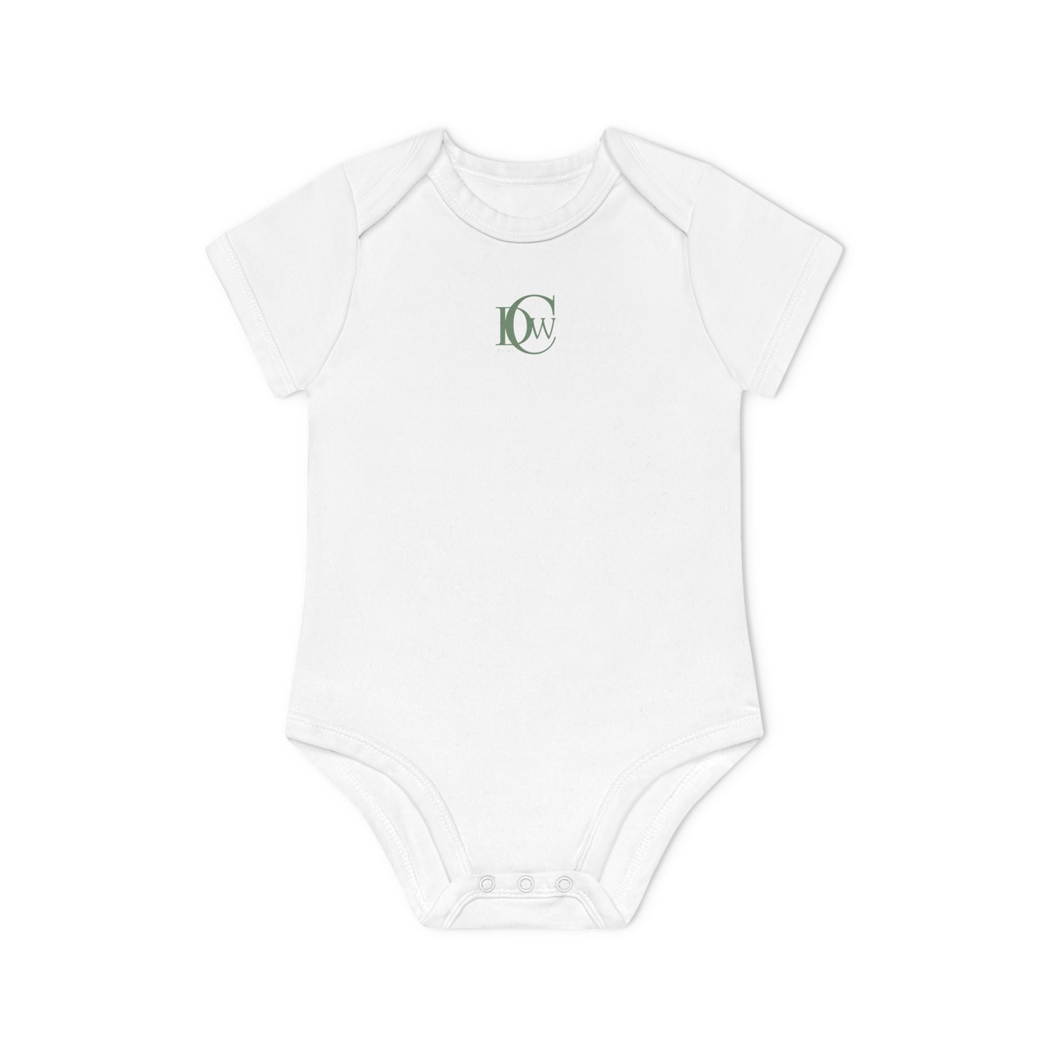Organic Baby Bodysuit with Minimal Green Monogram