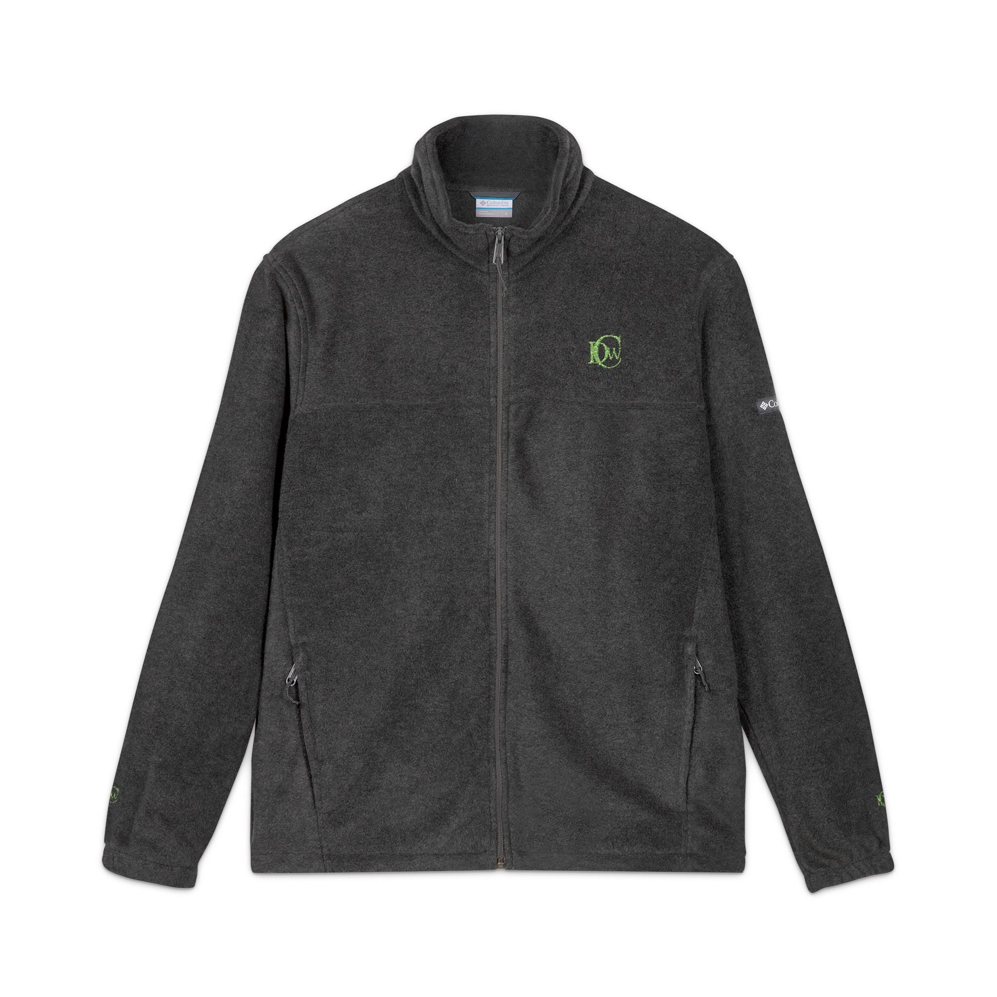 Embroidered Columbia Fleece Jacket – Eco Leaf Logo, Lightweight Outdoor Zip-Up