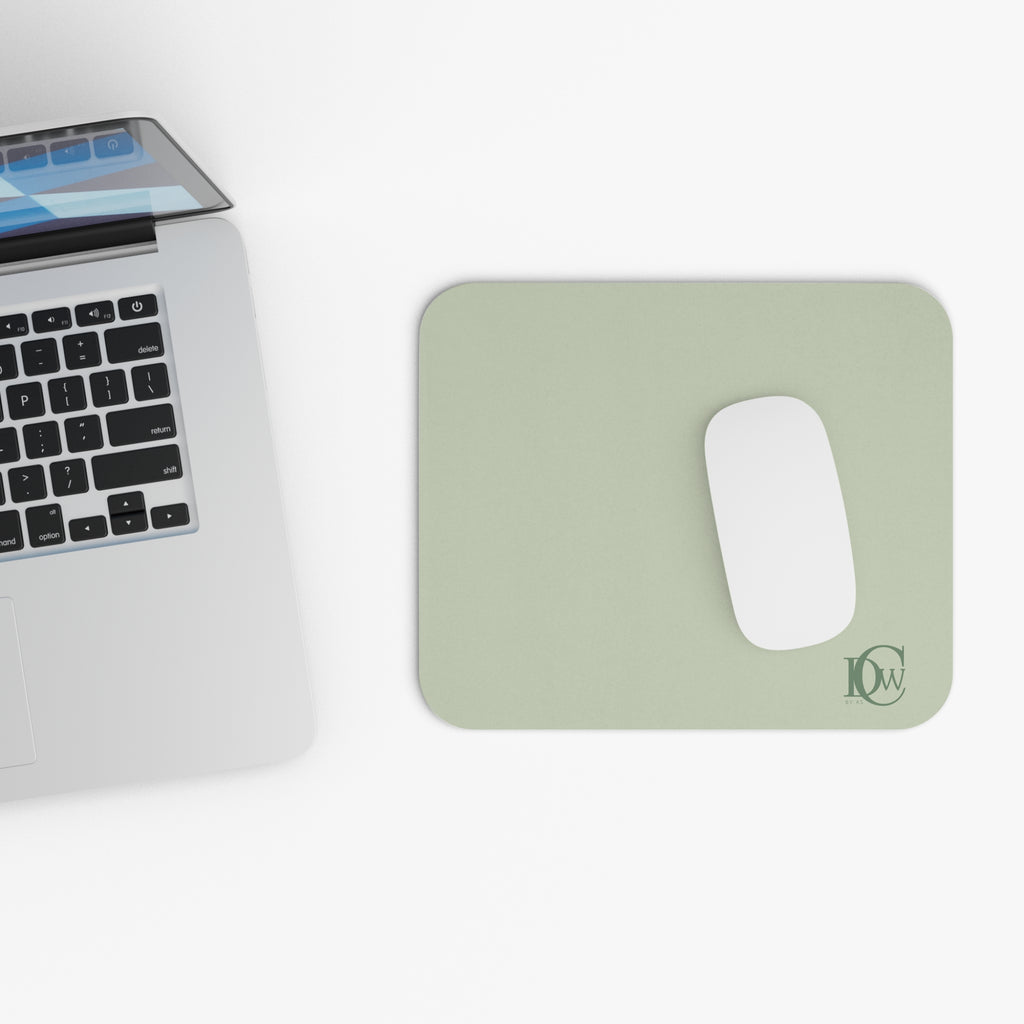 Minimal Sage Mouse Pad with Monogram Accent