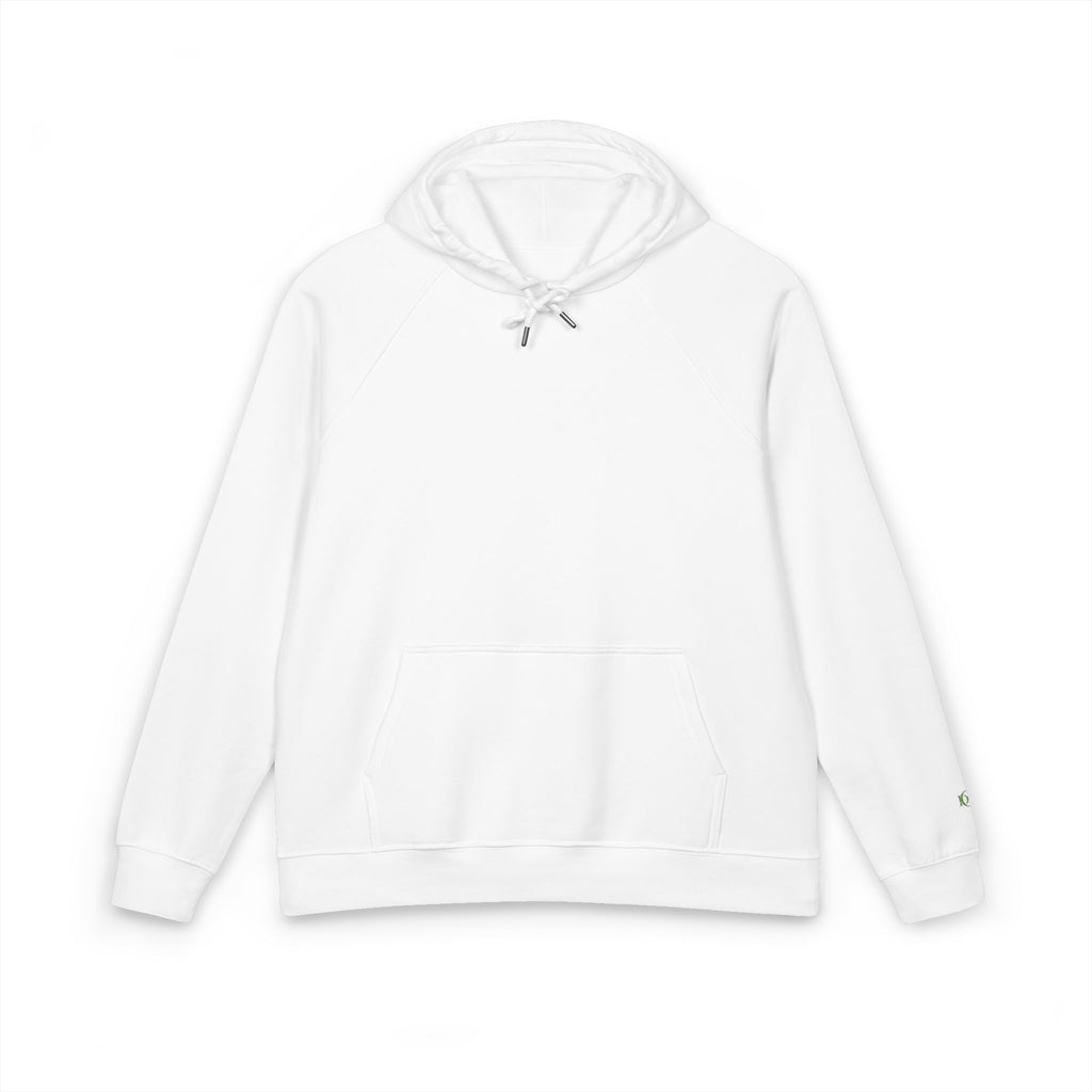 Embroidered Eco Raglan Hoodie — Minimal White Sustainable Hoodie