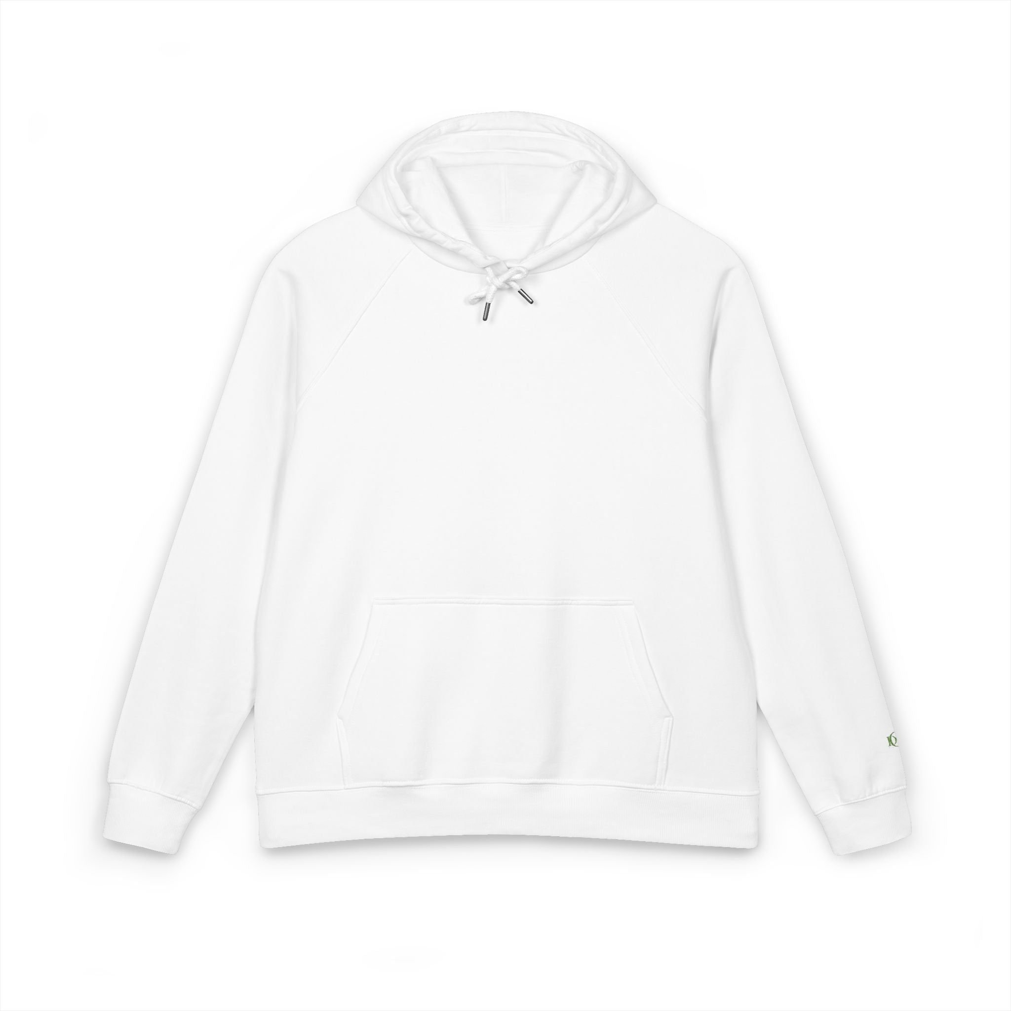 Embroidered Eco Raglan Hoodie — Minimal White Sustainable Hoodie