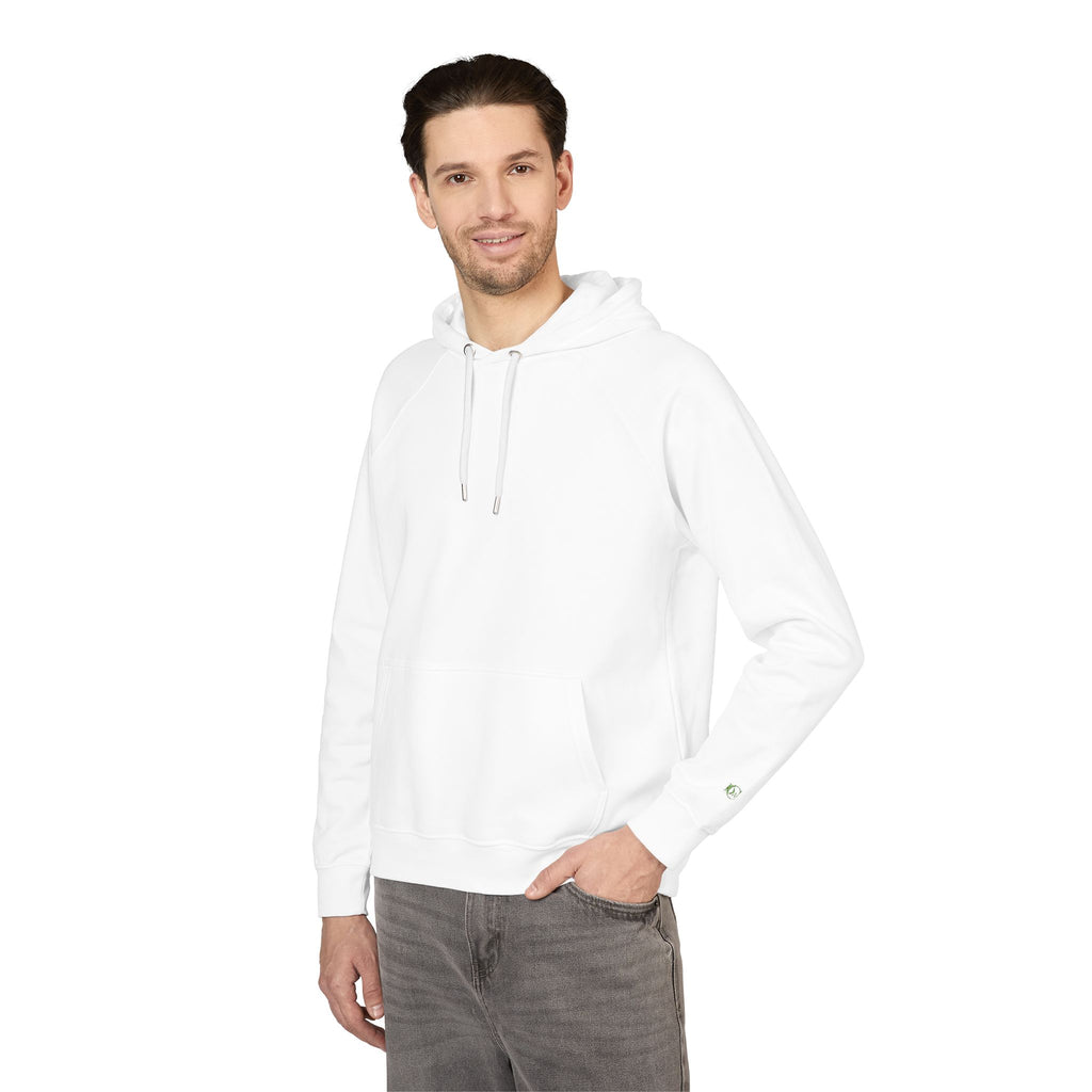 Embroidered Eco Raglan Hoodie — Minimal White Sustainable Hoodie