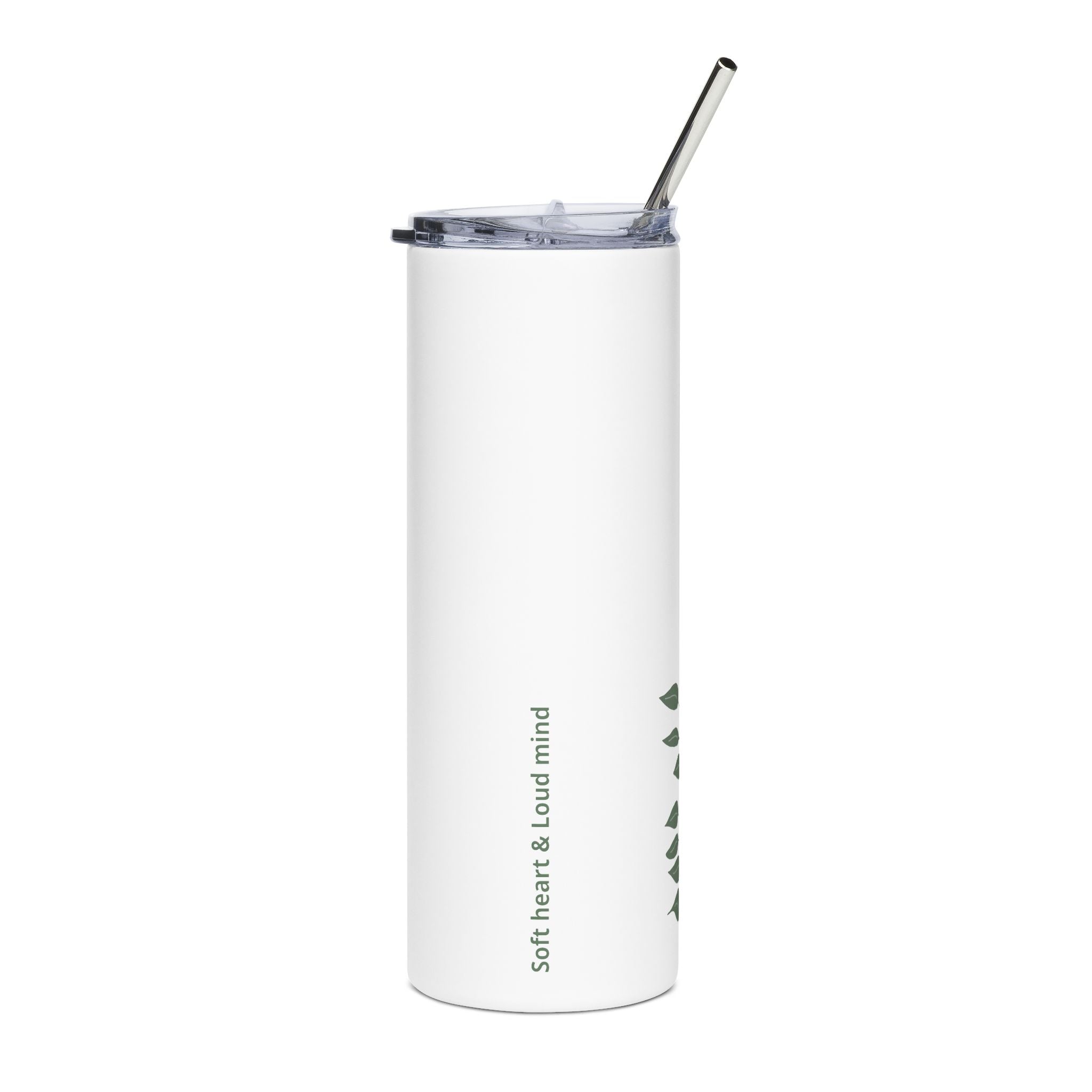 Leaf Branch 20oz Stainless Tumbler — "Soft Heart & Loud Mind" Minimalist Travel Cup