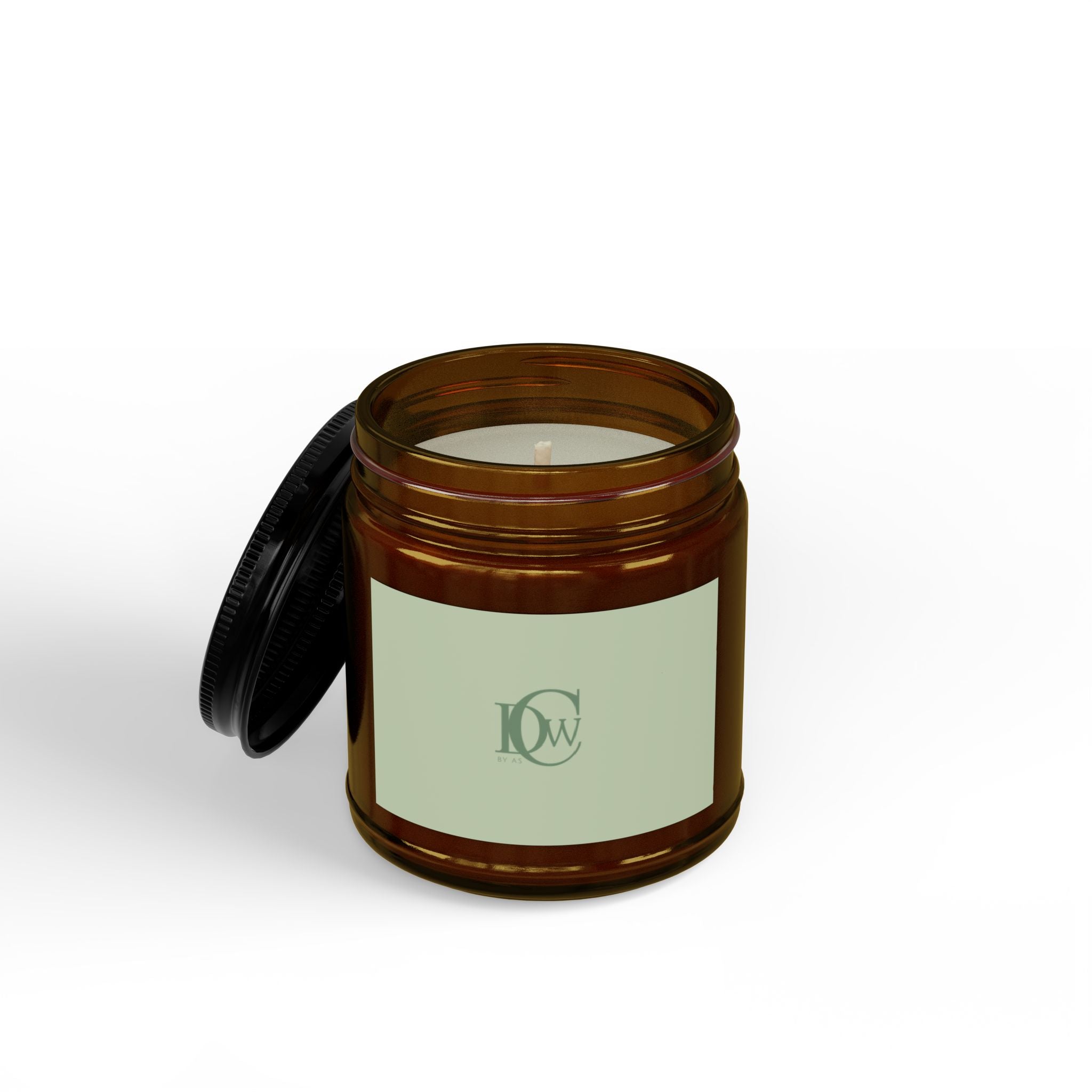 Scented Soy Candle Jar — Amber Glass with Black Lid (4oz & 9oz)